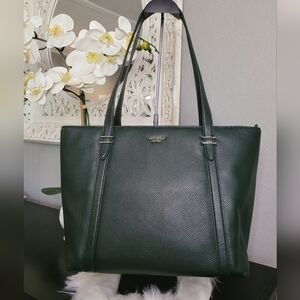Kate Spade Oakwood Street Chandra Deep Green Pebbled Leather Tote NWT